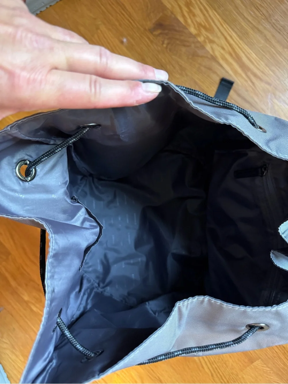 Versace Grey & Black Mesh-Front Drawstring Backpack
